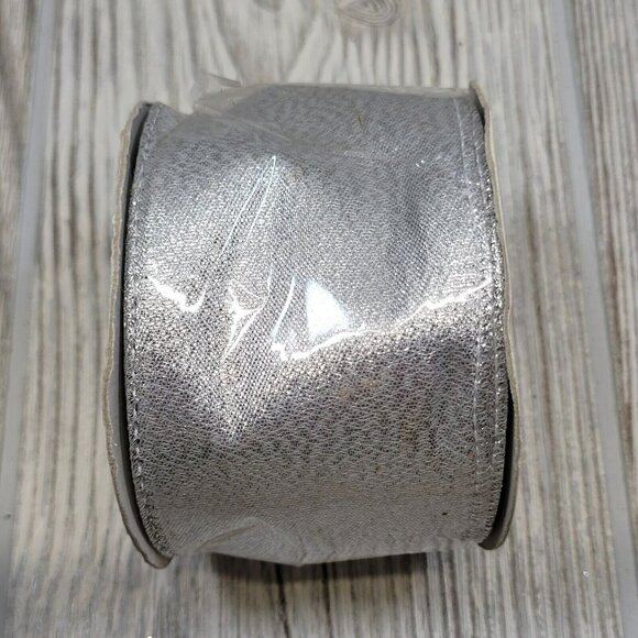 3 Rolls Silver Wired Ribbon 10 Yds Wedding Wreath Bow Crafts 30 Yds Total 2 inch - Picture 2 of 5